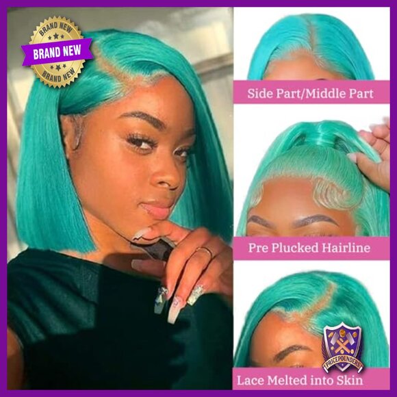 Short Bob Human Hair Lace Front Wig, Glueless, Pre Plucked, 10 Inch main image 6